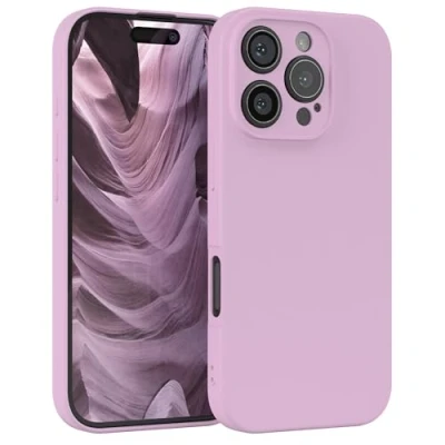 Image de EAZY CASE Coque de protection en silicone pour iPhone 16 Pro, souple, résistante aux chocs, avec l&#039;appareil photo, fine et qualité supérieure, TPU, violet