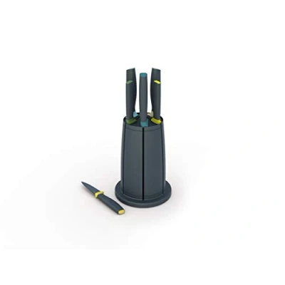 Image de Joseph Elevate Ensemble de couteaux 5 pièces avec bloc rangement antidérapant, japonais en acier inoxydable, opale/noir