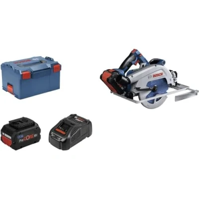 Image de Bosch Professional scie circulaire sans fil BITURBO GKS 18V 68 GC (compatible rails de guidage, avec 2 batteries ProCORE 5.5 Ah + chargeur, module connectivité, 1 lame, butée parallèle, L BOXX 238)