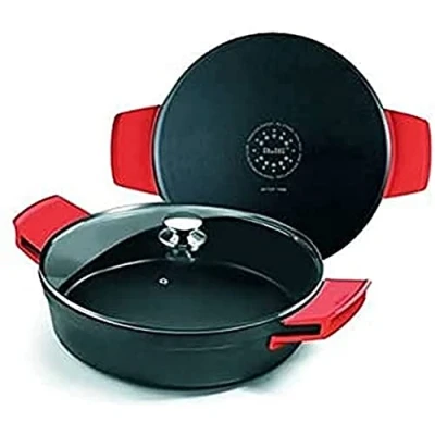 Image de IBILI Sauteuse Excellent titanio en fonte d’aluminium, couvercle verre et poignées silicone, 32 cm, Antiadhésif, Compatible avec l’induction