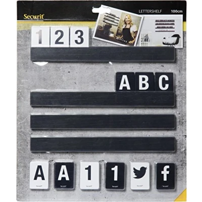 Image de Securit Étagère à lettres en bois avec et chiffres Noir 20 x 33,5 30 cm