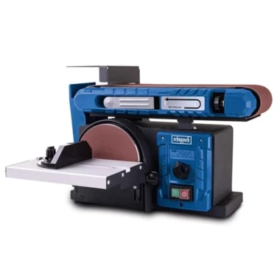 Image de Scheppach BTS800Vario Ponceuse à Bande et disque, Vitesse variable, Affiche LCD de la vitesse, Puissance absorbée 400 W, abrasive 914x100 mm, Meule 150 Guide d’angle