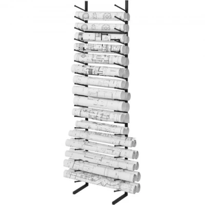 Image de VEVOR Étagère de Rangement pour Plans Construction Architecturale à 16 Niveaux, Support Vertical 2 Tiges par Niveau, Meuble Affiche Carte, Fichiers en Rouleau, Bureau