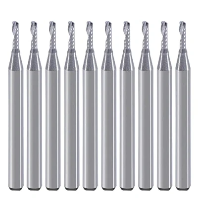 Image de Poignée de 1/8 pouce, fraise à bout tête hélicoïdale rainure unique, diamètre coupe 0.06 longueur 0.24 pouces, pour plastique acrylique PVC MDF