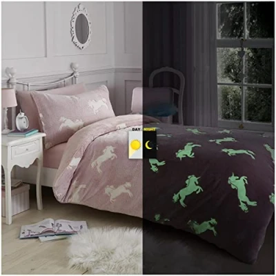 Image de GC GAVENO CAVAILIA Parure de lit en Polaire Super Douce et Moelleuse Qui Brille dans Le Noir, Polyester, Licorne phosphorescente, Simple