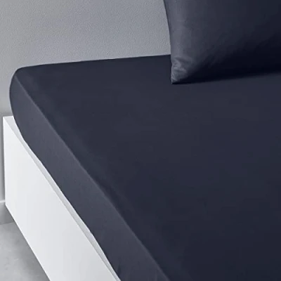 Image de TODAY Essential Drap Housse 140X190 cm 2 Personnes 100% Coton Uni, Navy