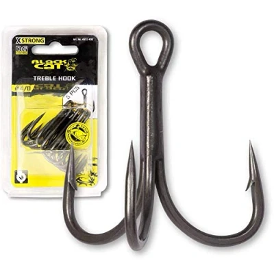 Image de #4/0 Black Cat Treble DG coating 5pcs Hameçons silure