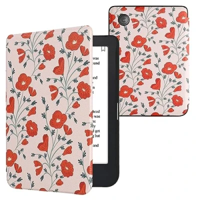 Image de kwmobile Étui Compatible avec Kobo Clara 2E Coque à Rabat magnétique Tablette eReader Similicuir Rouge Vert Beige