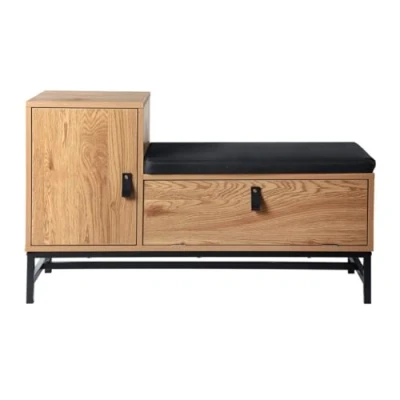 Image de Calicosy Banc à Chaussures avec 2 Rangements Jill L100 cm Rangement Pratique Gain de Place pour Salon l38 x H58