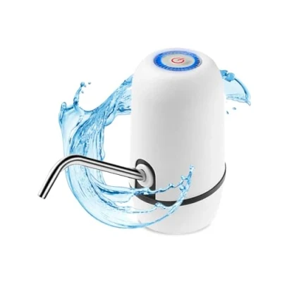 Image de NK Distributeur d&#039;eau en Bouteille Automatique Chargeur USB, Acier, sans BPA, Eau Froide, 1200mAh, Carafes et Bouteilles 1.5L, 5.7L, 10L, 11.3L, 15L, 18.9L, Blanche (2 Adaptateurs 3.8 &amp; 4.8cm)