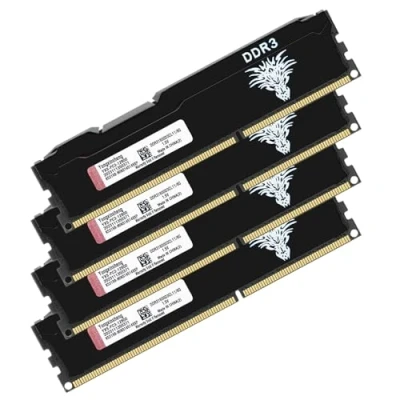 Image de Ram DDR3 32go (4x8go) 1600MHz PC3 12800 Udimm CL11 Non ECC Unbuffered 1.5V 2Rx8 Double Rang 240 Pin Mémoire Barette Kit pour Ordinateur de Bureau (Noir)