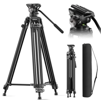 Image de SIRUI Trépied Vidéo avec Tête de Fluide,Trépied Camera 73 Pouces Mécanisme Libération Rapide,Trépied Robuste pour Appareil Photo Reflex Numérique,Caméscope à Charge Utile 10 KG(AVT 11)
