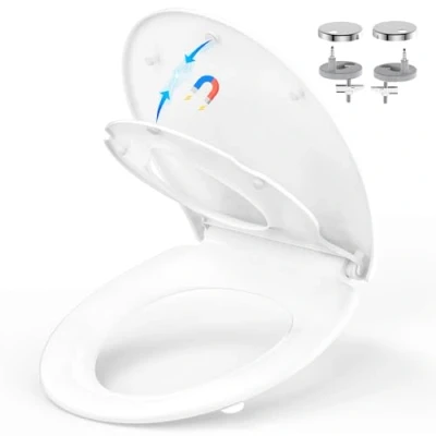 Image de Abattant WC Familial, YEAUPE PRO Universel Forme O avec Frein de Chute, Cuvette Toilette Enfant, Facile à Nettoyer, Blance, 44.6 * 37.2 CM