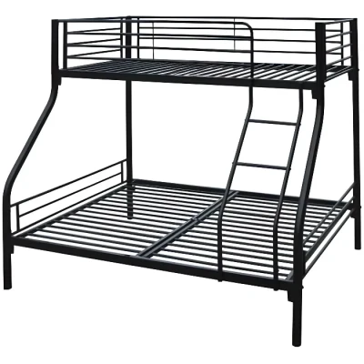Image de Habitat et Jardin Lit Superposé en Métal Leo 90 x 190 cm + 140 Noir pour Enfants Adultes 2 à 3 Places Design Cadre de avec Sommiers Inclus