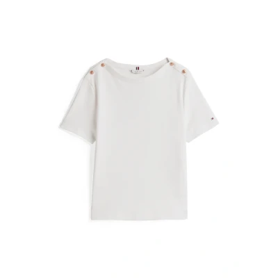 Image de Tommy Hilfiger Stripe Tshirt basique, Femme, Taille: XXS, Ecru