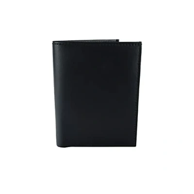 Image de GRESEL Portefeuille homme en cuir véritable avec porte monnaie, clip pour double compartiment, Noir vertical sans boîte, Classique