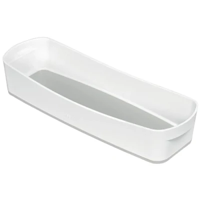 Image de Leitz Bac de Rangement MyBox Format Long, Finition Mate, Etanche, Sans BPA et Danger pour les Aliments, Blanc/Gris, 52581001