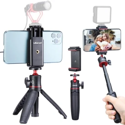 Image de ULANZI MT 08 Mini trépied pour téléphone portable avec support portable, d&#039;appareil photo tête sphérique panoramique à 360 appareil léger et