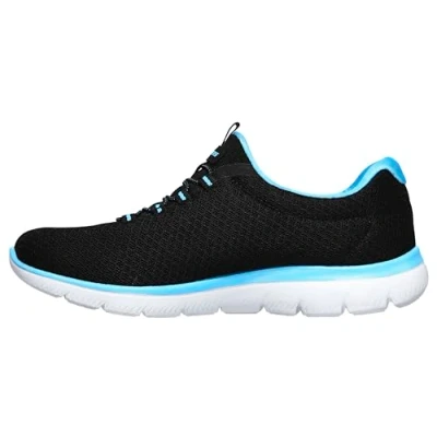 Image de Skechers Femme Summits Sneaker, Black Turquoise, 36.5 EU Large