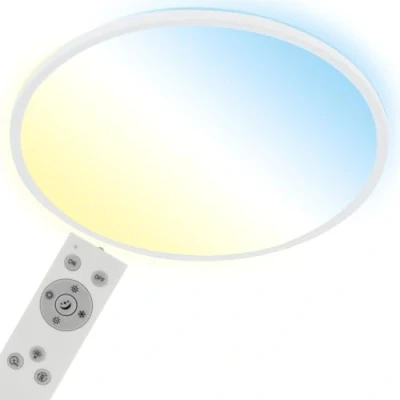 Image de BRILONER Plafonnier LED CCT, rétroéclairé, Ultra plat, Variable, Télécommande, Blanc chaud, neutre, froid, 480x30mm