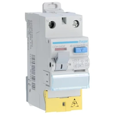 Image de interrupteur différentiel hager 40a 30 ma 1 pôle + neutre type hpi vis /