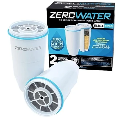 Image de Zerowater Filtre de replacement à 5 étapes, certifiée NSF pour la réduction des particules plomb, les métaux lourds et SPFO/APFO, 2 Pack, Blanc