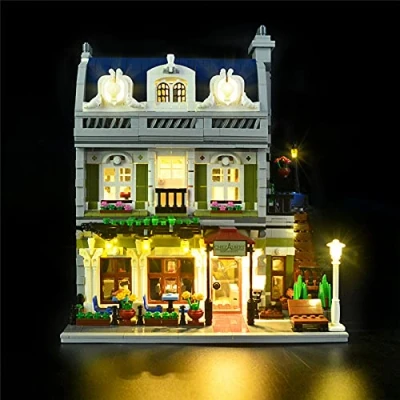 Image de GEAMENT Jeu de Lumières pour Le Restaurant Parisien (Parisian) Kit D&#039;éclairage LED Compatible avec Lego Creator Expert 10243 (Modèle Bloc Non Inclus)