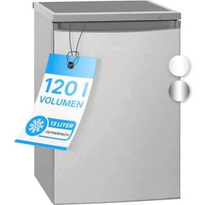 Image de Bomann Réfrigérateur avec petit congélateur 120L inox KS2184 1 inox, Capacité utile : 120 litres, Réglage de la température en continu, Charnière porte à droite, interchangeable, Pieds réglables