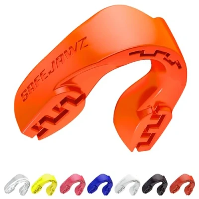 Image de SafeJawz Sport Protège dents Intro Séries. Protection intégrale pour Tous Les Sports, notamment Le Rugby, MMA, Hockey, Judo, Karate, Arts Martiaux et la Boxe (Erwachsene (12+ Jahre), Orange)