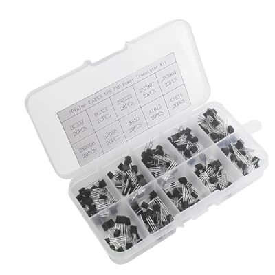 Image de CESFONJER 200Pcs NPN PNP Assortiment Puissance transistors, TO 92 de Contrôle Courant pour DIY Electronique (BC337 BC327 2N2222 2N2907 2N3904 2N3906 S8050 S8550 A1015 C1815)