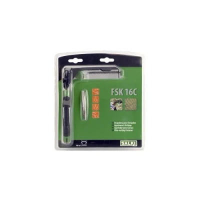 Image de SALKI Agrafeuse pour Clôtures avec Chargeur FSK16C Pinces Coupeur de Câbles Incorporé Compatible les Agrafes Ω16 Vert