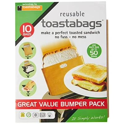 Image de Toastabags Lot de 10 Sacs à Toast 50 utilisations en Acrylique, doré