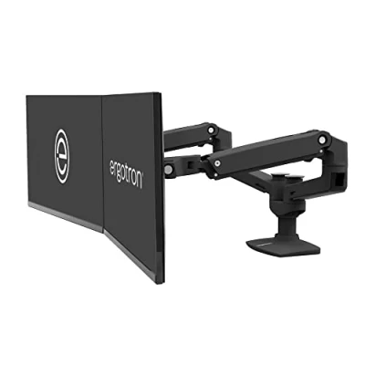 Image de Support d&#039;écran Ergotron LX Dual Side by Arm pour 2 écrans LCD Noir mat