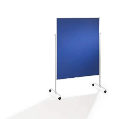 Image de magnetoplan tableau de présentation pliable Feutre avec pieds rabattables, Roues Pivotantes Roulettes En une pièce 120 x 150 cm bleu