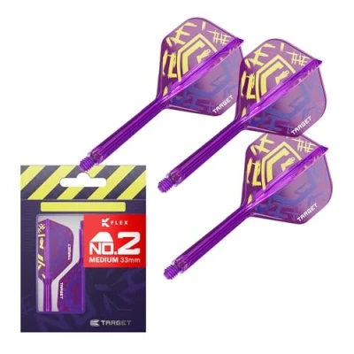 Image de Target Darts Luke Littler Champion du Monde K Flex Flights and Shaft System, No.2 Le Nuke 2025 Edition Kflex, Tous dans Un Volutes et Tiges Intégrés (Pack de 3) Moyen, 33mm