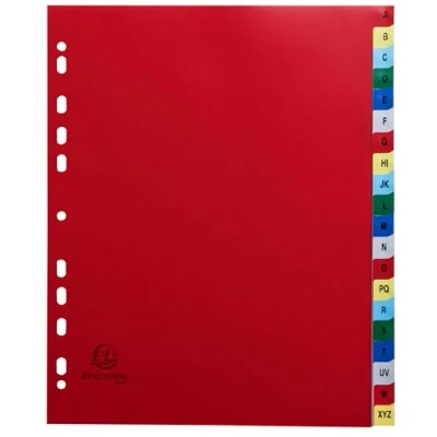Image de Exacompta Réf. 90E Carton de 20 Intercalaires en polypropylène avec onglets imprimés alphabétiques A à Z couleur Page d&#039;indexation imrpimable Format classer A4 maxi 24,5 x 29,7cm