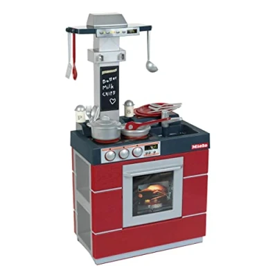 Image de Theo Klein 9044 Cuisine Miele Compact avec four, hotte aspirante, évier et beaucoup d&#039;accessoires Jouable sur les deux côtés Dimensions : 28 cm x 47 88,5 Jouet pour enfants à partir de 3 ans