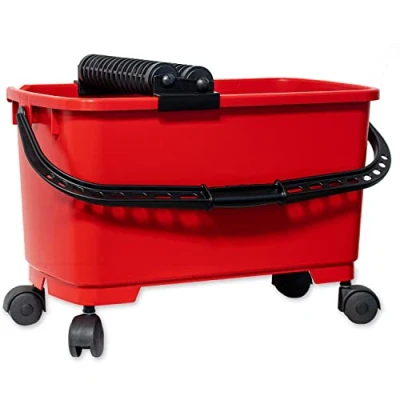 Image de Kronen Hansa kit de lavage avec double rouleau et roues (kit seau pour carreleur 4 2 rouleaux le nettoyage la planche à laver, 22 litres)