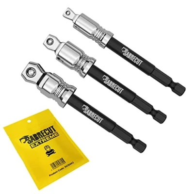 Image de 3 adaptateurs de douilles inclinables SabreCut SCISAK3 95 mm 15 degrés 1/4&quot; HEX vers 3/8&quot; 1/2&quot; SQUARE DRIVE pour visseuses à chocs, clés et cliquets