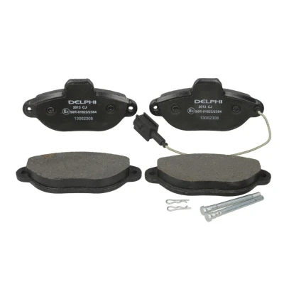 Image de DELPHI LP2013 Jeu de plaquettes frein contact signal d&#039;usure inclus avec tôle anti bruit accessoires FIAT: 500 3 portes, Panda II 5 portes