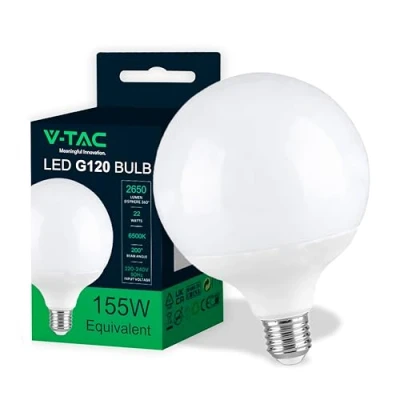 Image de V TAC Ampoule LED Globe avec Chip Samsung E27 22W (équivalent 155W) G120 2650 Lumen 4000K Blanc Neutre Ouverture du faisceau lumineux 200 Efficacité Maximale et Économie d&#039;Énergie