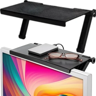 Image de Retoo Étagère pour écran 35 cm x 16,5 supérieure avec Rotation à 360 Pouces, étagère TV réglable en Haut, téléphone Portable, Console de Jeux, boîtes multimédia, routeur, Noir