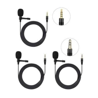 Image de HUACAM Micro Cravate, 3.5mm Audio Jack Enregistrement Omnidirectionnel Microphone Condensateur avec Clip, Mini Lavalier Lapel pour Téléphone, Lav Mic Professionnel Youtube, Interview, Vlog