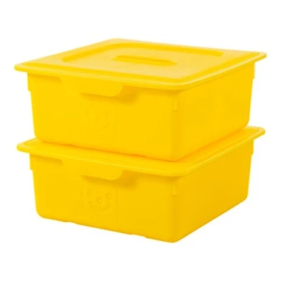 Image de Iris Ohyama, Boîte de rangement plastique enfant, Lot 2, 10 L, Sans BPA KDL 330 Jaune, Empilable L33 x P31.5 H13.5 cm