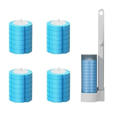 Image de Rianpesn Brosse WC Jetable avec Support Mural, Système Nettoyage Toilette 24 Têtes Rechange pour WC, Ensemble Le La Salle Bain, Blanc