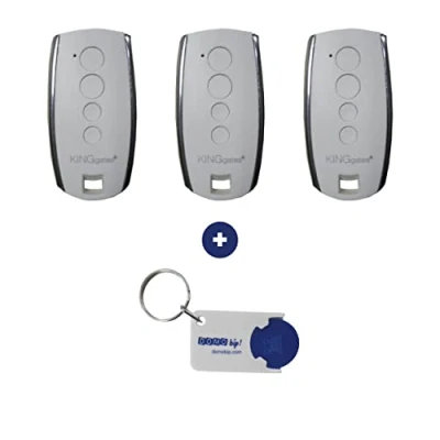 Image de Lot de 3 télécommandes King Gates Stylo 4K Blanche + 1 Porte clés Domobip