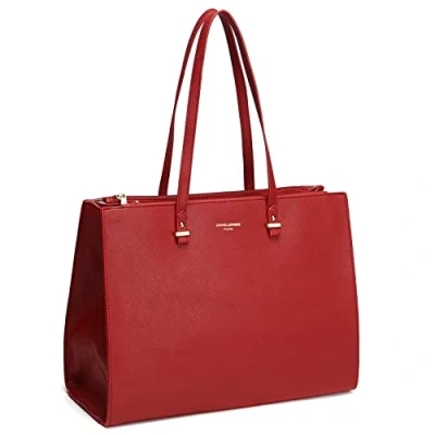 Image de David Jones Sac à Main Cabas Fourre Tout Femme Grande Taille XL Porté Epaule Cours Lycée Travail Business Format A4 Simili Cuir Shopper Anse Longue Sacoche Ordinateur Rouge
