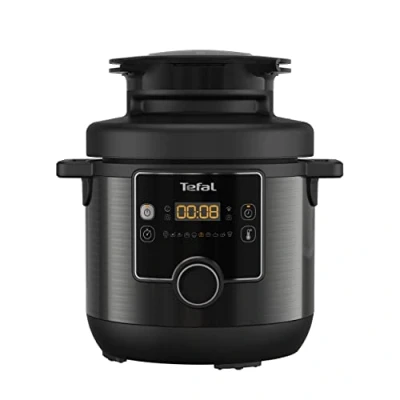 Image de Tefal CY7788 Turbo Cuisine &amp; Fry Multicuiseur Autocuiseur et friteuse à air chaud 14 programmes de cuisson automatiques Couvercle extra Crisp Polyvalent Capacité 7,6 l Avec livret