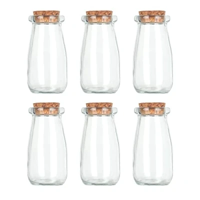 Image de Magic Season Bouteilles en Verre Décoratives avec Bouchons Liège (100 ml à Yaourt / 6 Pièces)