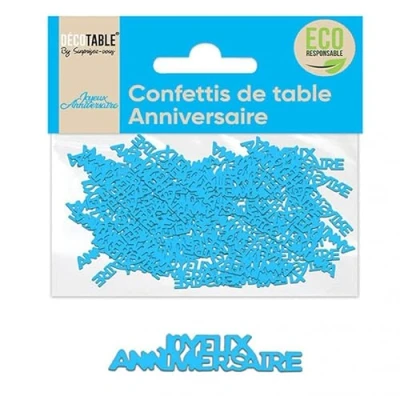 Image de Confettis de table Joyeux Anniversaire en papier bleu 12grs (x1) REF/CA00PB